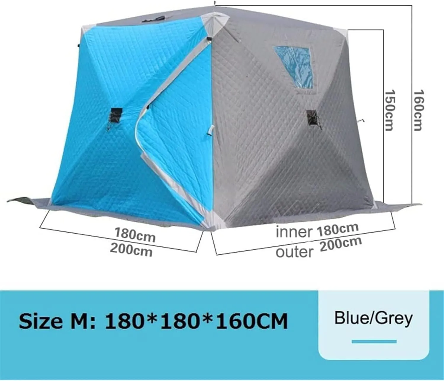 3-4 Persons Portable Ice Fishing Tent Insulated Ice Fishing Shelter Thermal Ice Fishing Shanty with Insulated Layer for Ice Fishing Winter Fishing