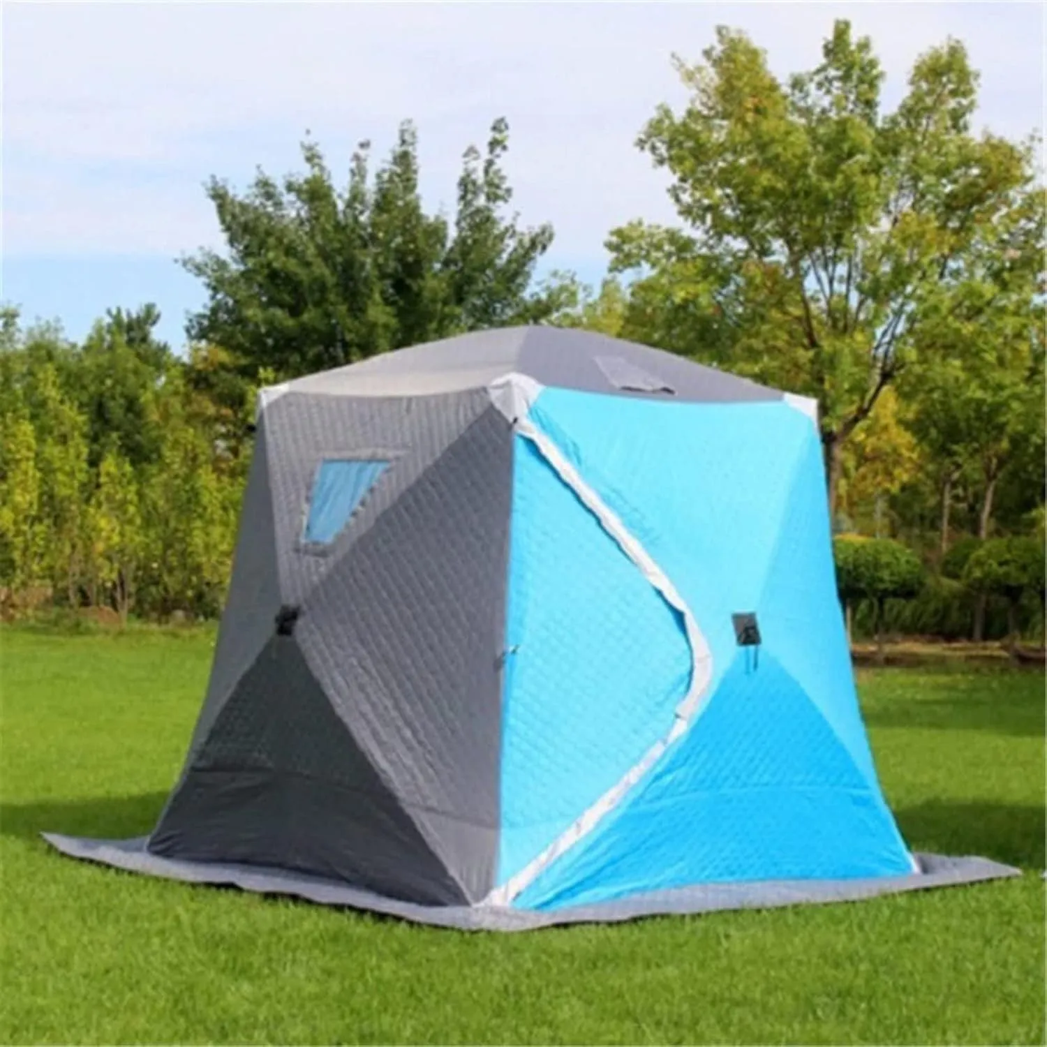 3-4 Persons Portable Ice Fishing Tent Insulated Ice Fishing Shelter Thermal Ice Fishing Shanty with Insulated Layer for Ice Fishing Winter Fishing
