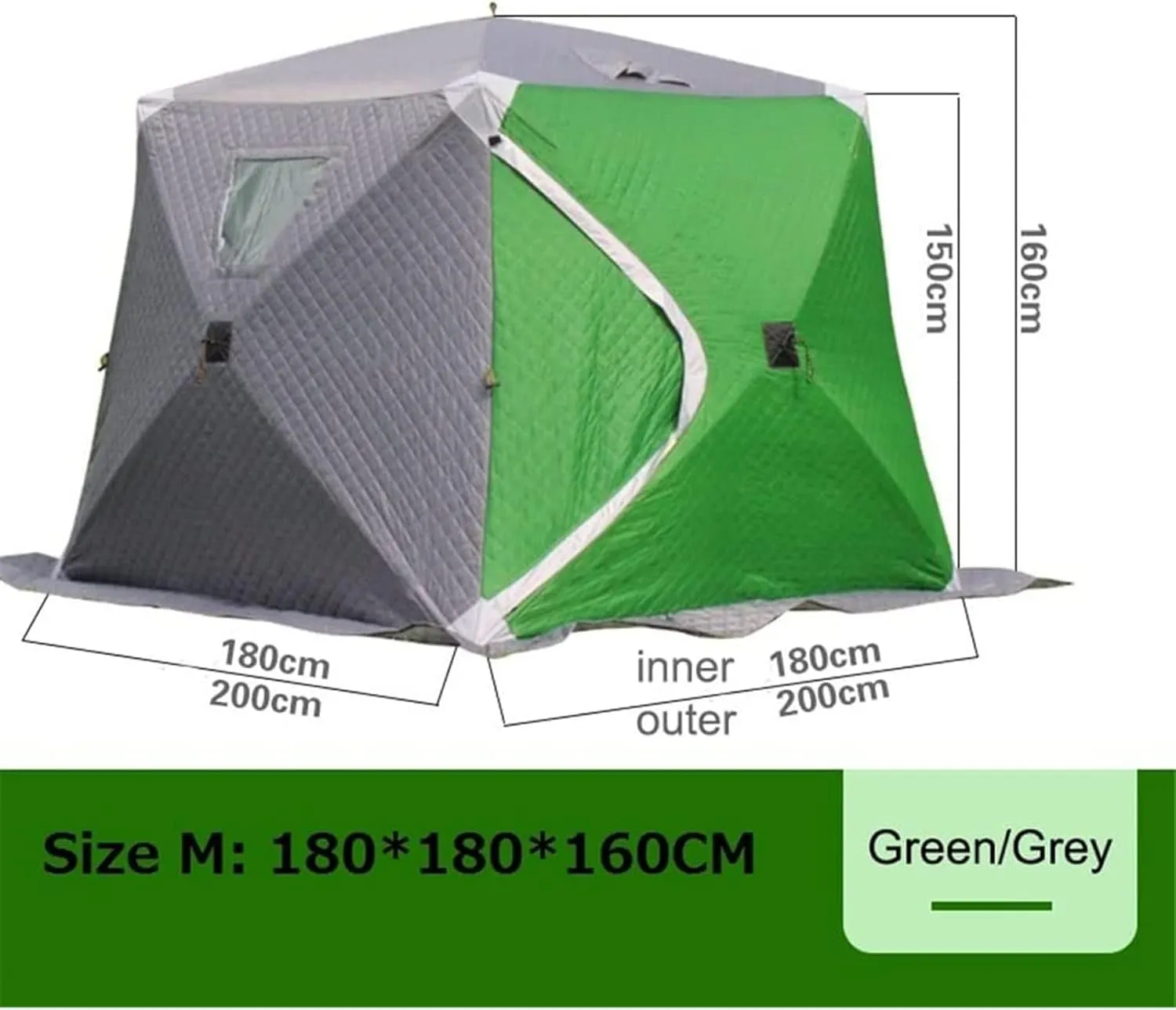 3-4 Persons Portable Ice Fishing Tent Insulated Ice Fishing Shelter Thermal Ice Fishing Shanty with Insulated Layer for Ice Fishing Winter Fishing