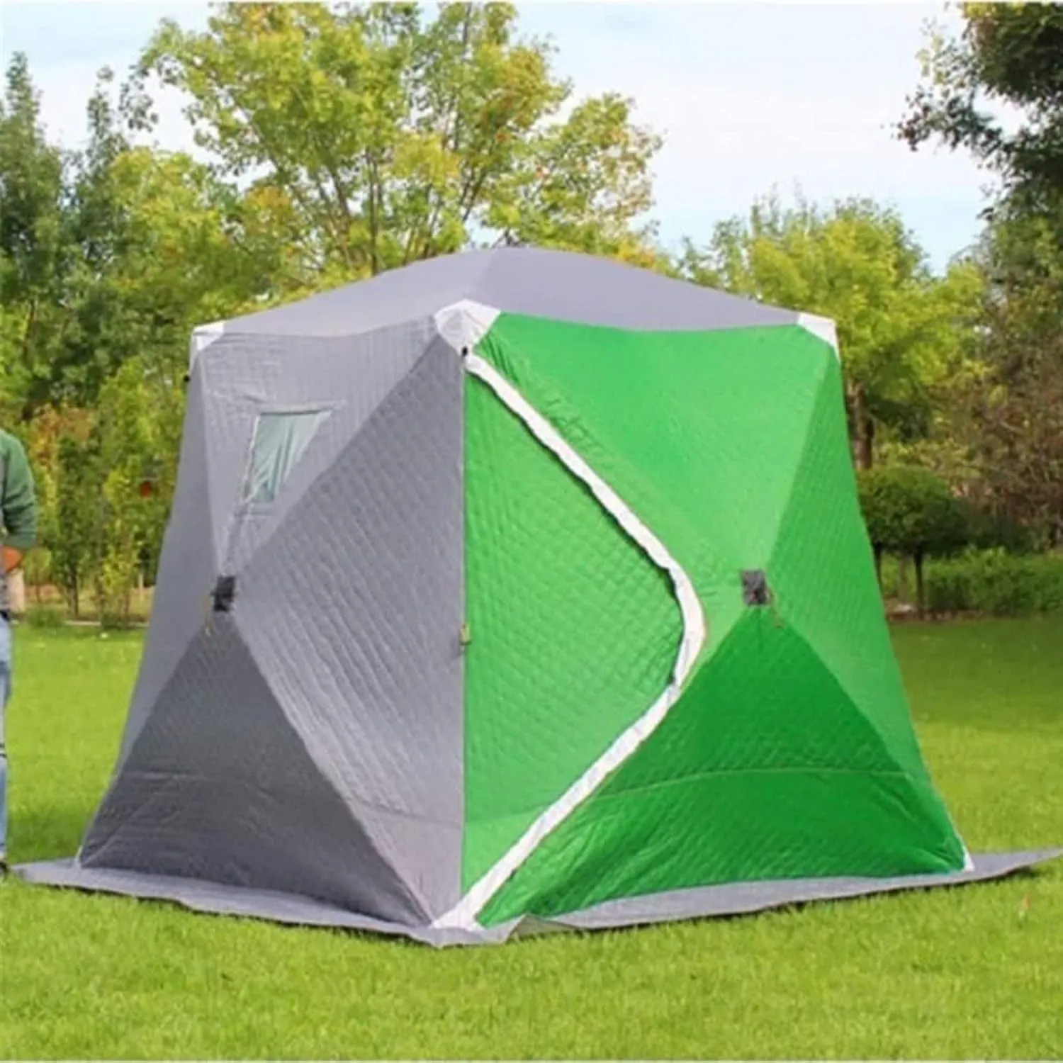 3-4 Persons Portable Ice Fishing Tent Insulated Ice Fishing Shelter Thermal Ice Fishing Shanty with Insulated Layer for Ice Fishing Winter Fishing