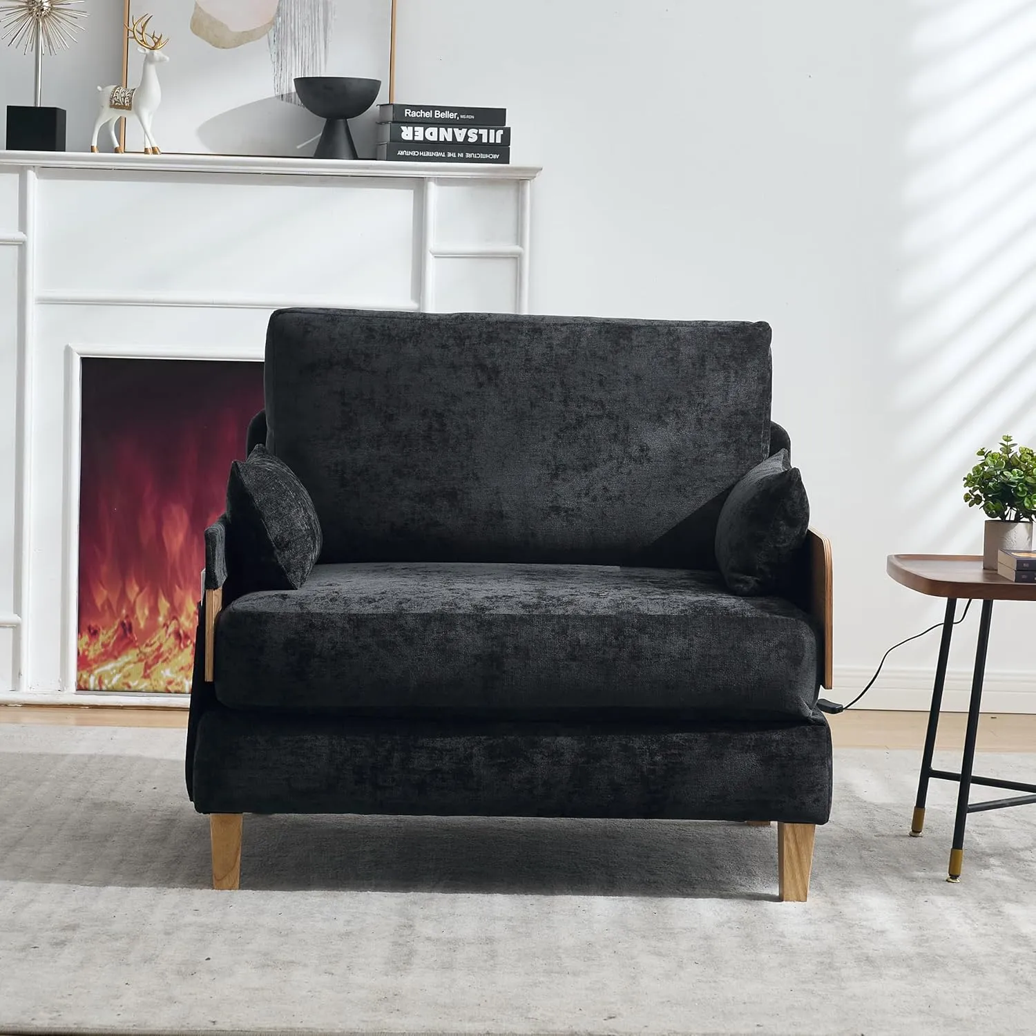 3-in-1 Foldable Sofa Bed Recliner Sleeper, Mid-Century Modern Convertible Sofa Chair with 3 Pillows, Space-Saving Design for Small Spaces, Bedroom, Study & Guest Room, Black