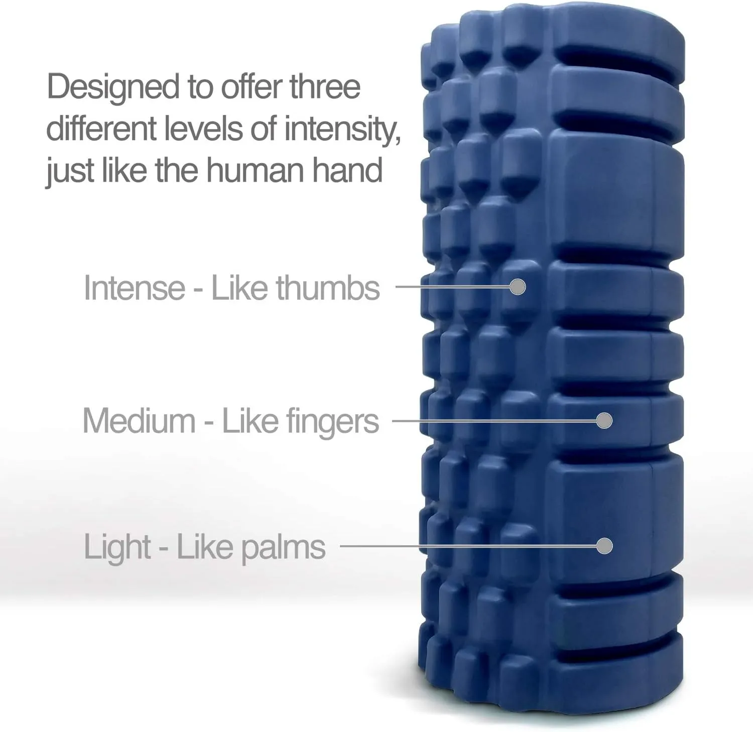 3-Zone Textured Foam Roller - Medium Density, 500 lb Capacity, Ultra-Light 12.5” Design for Deep Muscle Massage, Built to Last with Patented Technology