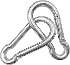 304 Stainless Steel Carabiner 2 inch, 3 inch, 4 inch, 5 Inch.Heavy Duty Carabiner Clips.Stainless Steel Spring Snap Hooks for Camping ＆ Travelling.