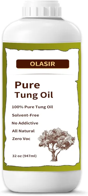32 oz Natural Pure Tung Oil for Wood Finishing Food Grade Safe, Waterproof Tung Oil for Wood Floors Indoor & Outdoor Furniture