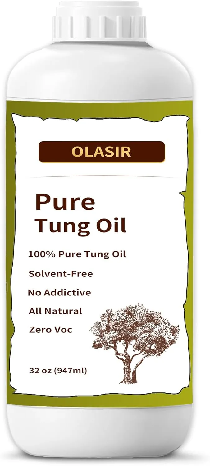 32 oz Natural Pure Tung Oil for Wood Finishing Food Grade Safe, Waterproof Tung Oil for Wood Floors Indoor & Outdoor Furniture