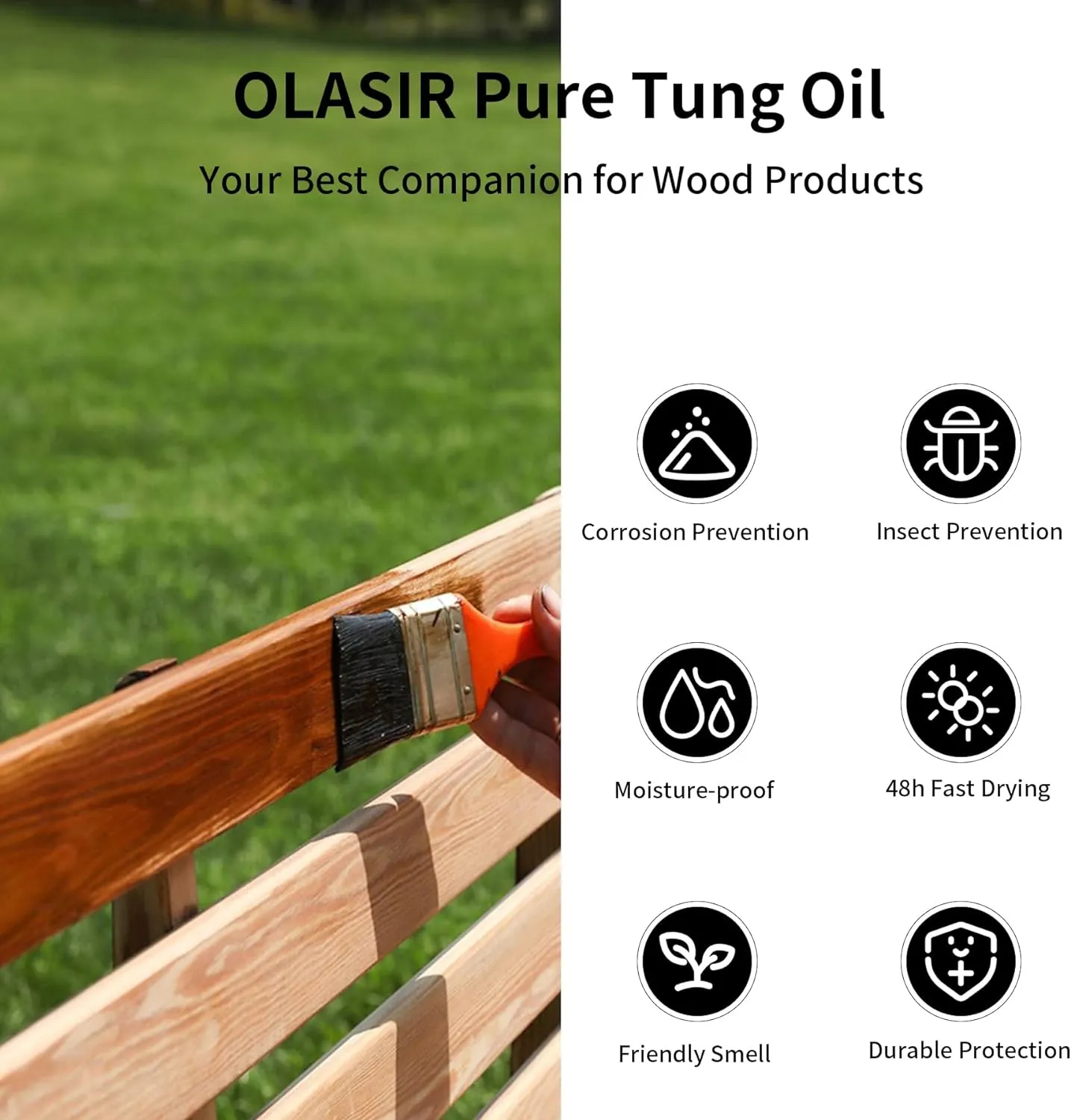 32 oz Natural Pure Tung Oil for Wood Finishing Food Grade Safe, Waterproof Tung Oil for Wood Floors Indoor & Outdoor Furniture