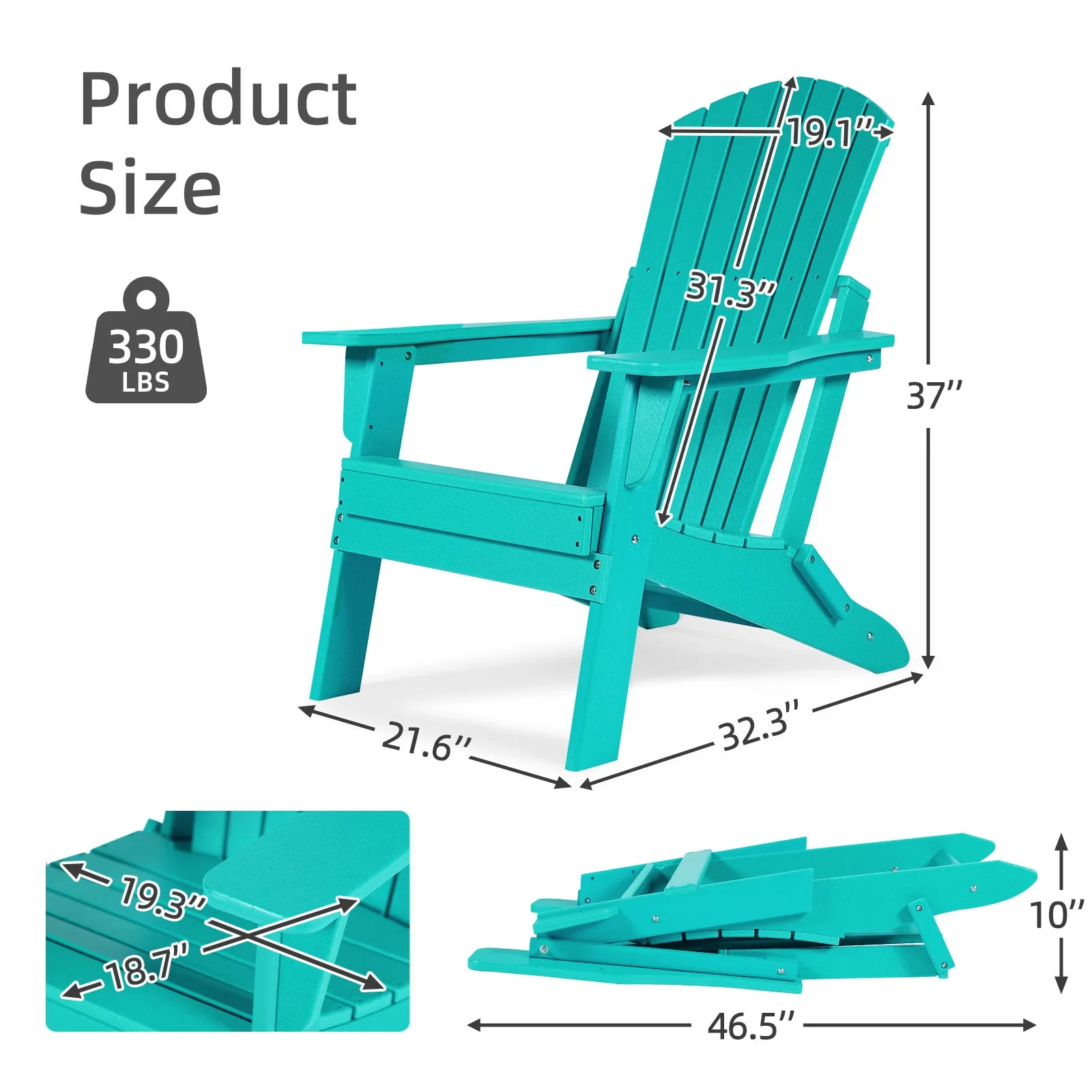 32.3x21.6x37 inch Folding Adirondack Chair