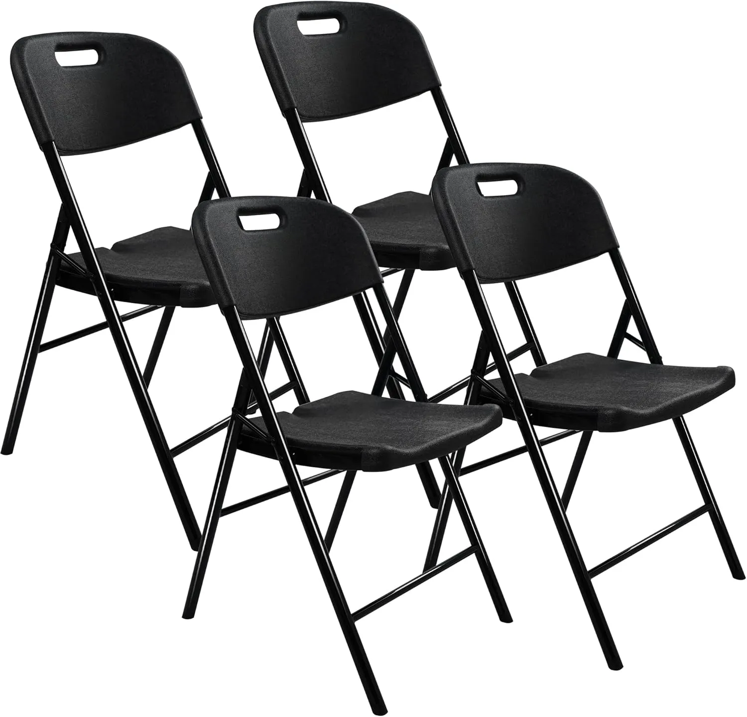 4 Pack Folding Chair, 700 lb Weight Capacity,Indoor/Outdoor Heavy Duty Foldable Chairs for Restaurants, Kitchens, Picnics, Races, Parties & Weddings. (4, Black)