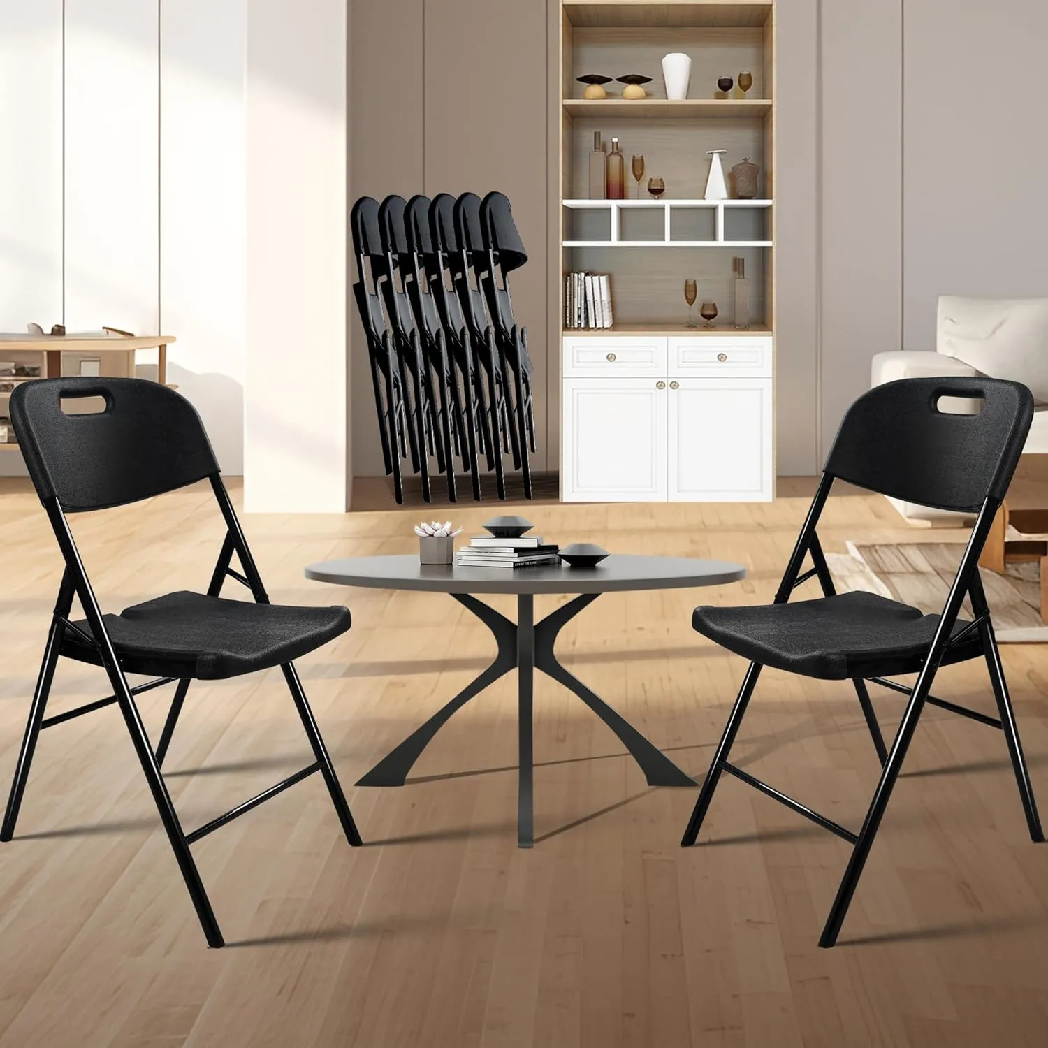 4 Pack Folding Chair, 700 lb Weight Capacity,Indoor/Outdoor Heavy Duty Foldable Chairs for Restaurants, Kitchens, Picnics, Races, Parties & Weddings. (4, Black)