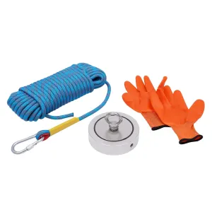 4000lbs Magnet Fishing Kit, Strong Pulling Force Double Sided Magnet Fishing Kit with Rope   Case   Carabiner Integrated Rings for Fishing Iron Objects on Ships, Riversides, Sewers