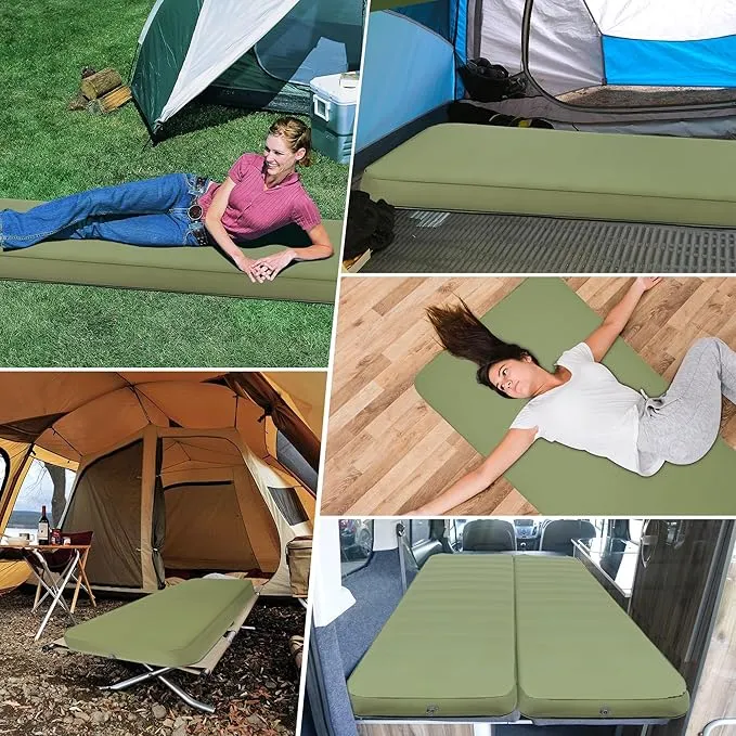 4" Thick Self-Inflating Sleeping Pad with Solid Foam, Portable Camping Air Mattress with Pump Sack, Compact Camping Sleep Bed for Tent, Car, Truck or Van(Single)