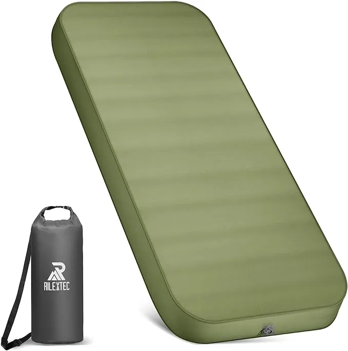 4" Thick Self-Inflating Sleeping Pad with Solid Foam, Portable Camping Air Mattress with Pump Sack, Compact Camping Sleep Bed for Tent, Car, Truck or Van(Single)