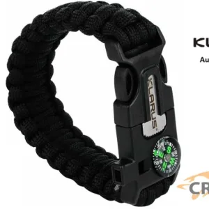 5 in 1 KLARUS Survival Paracord Bracelet, Flint Fire Starter, Whistle, Compass, Gear Tool Wrist Band