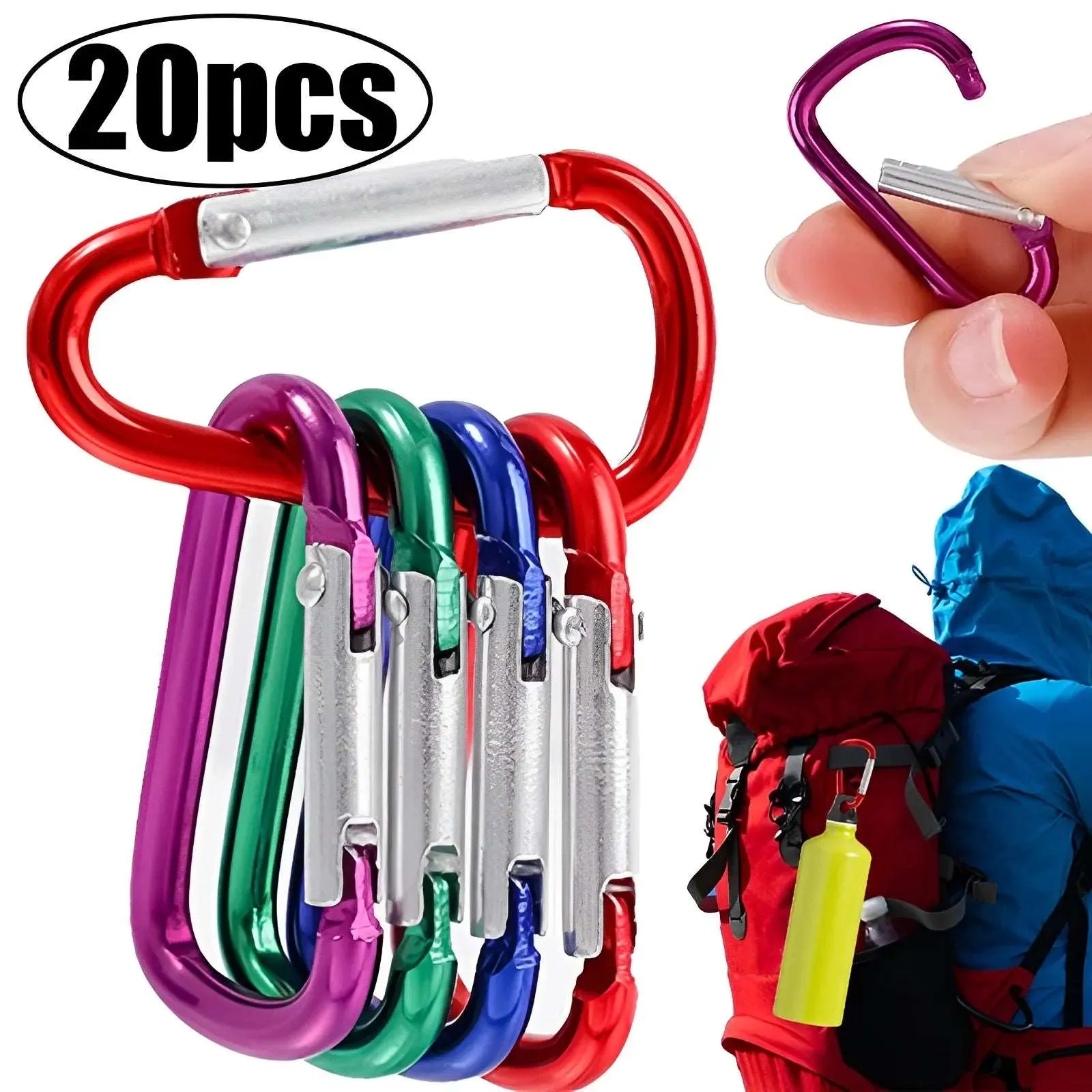 5/10/20PCS Aluminum Carabiner Key Chain Clip Multi Colors Climbing Button Carabiner Camping Hiking Hook Safety Buckle Keychain