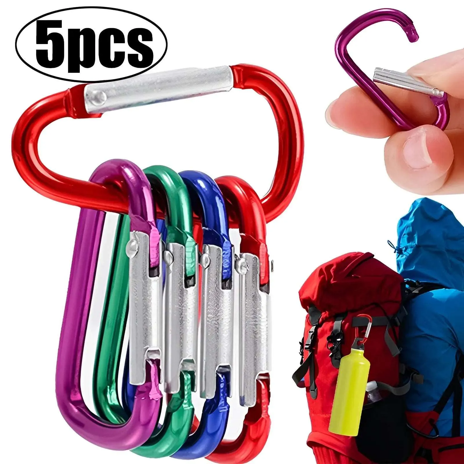 5/10/20PCS Aluminum Carabiner Key Chain Clip Multi Colors Climbing Button Carabiner Camping Hiking Hook Safety Buckle Keychain