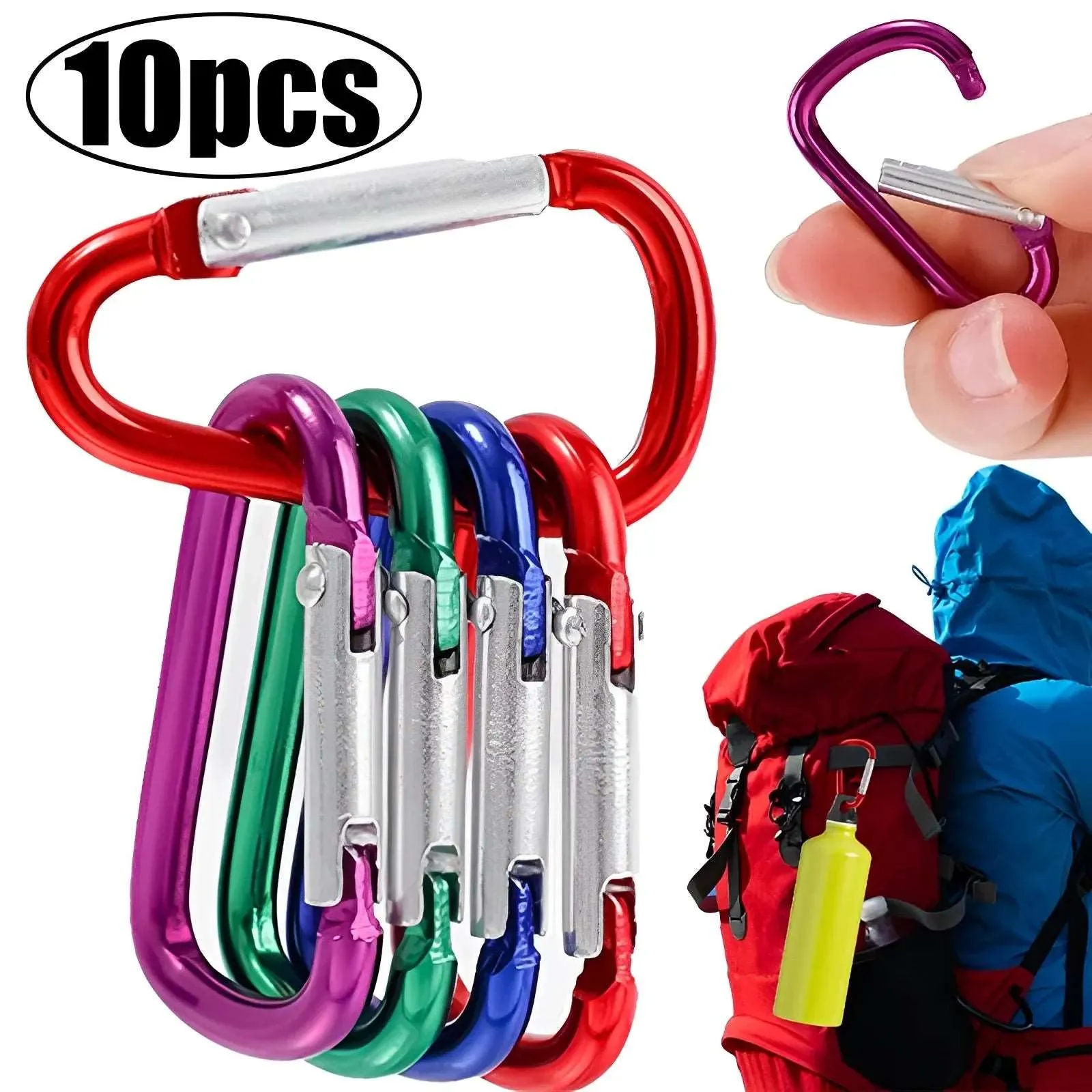5/10/20PCS Aluminum Carabiner Key Chain Clip Multi Colors Climbing Button Carabiner Camping Hiking Hook Safety Buckle Keychain