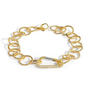 5.2mm Gold Pavé Carabiner Link Bracelet