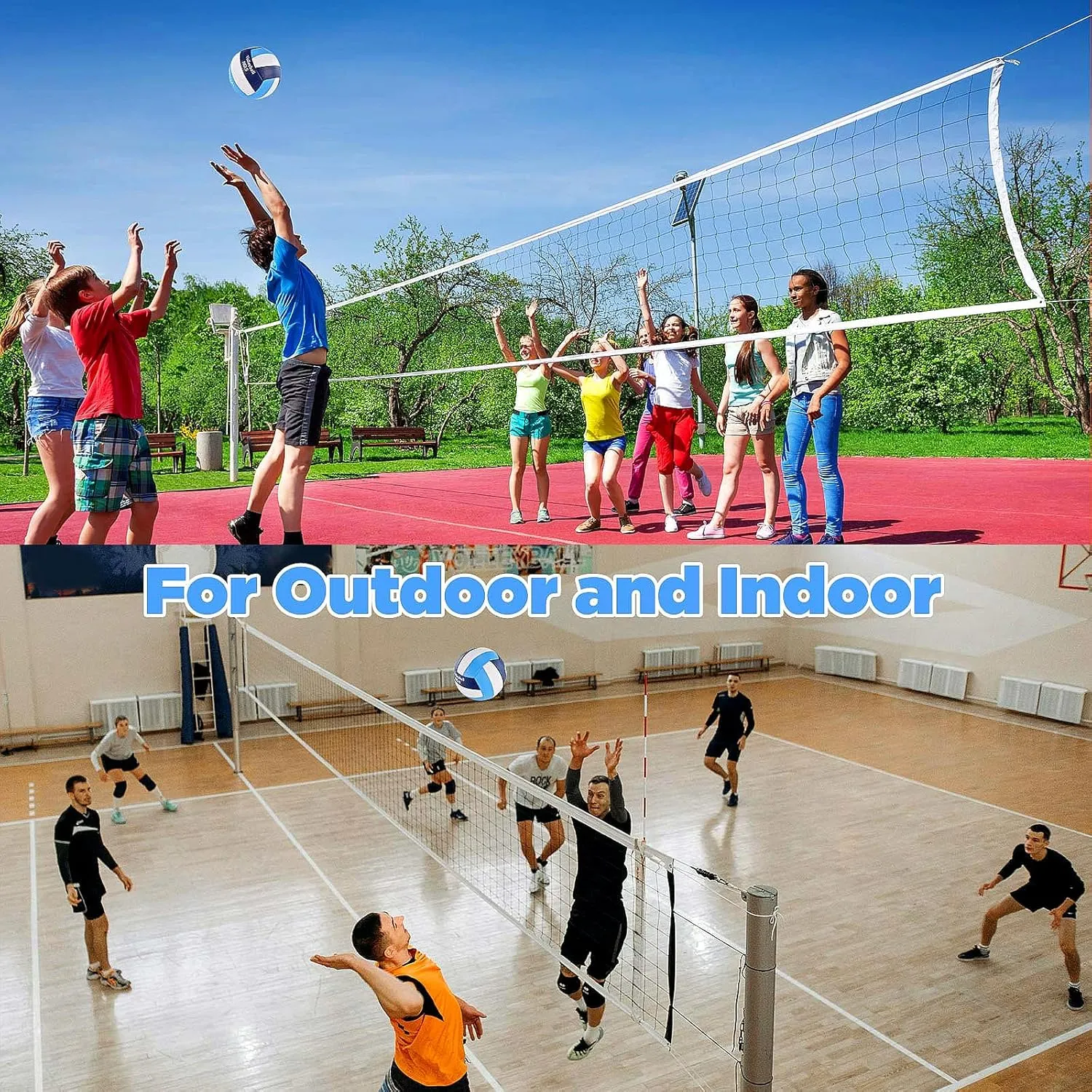 6 Pack Volleyballs Official Size 5, Waterproof Soft Bulk Recreational Volley Balls with Pump and Net Bag for Indoor Outdoor Beach Pool Water Sand Game Training Match for Beginner Teenager