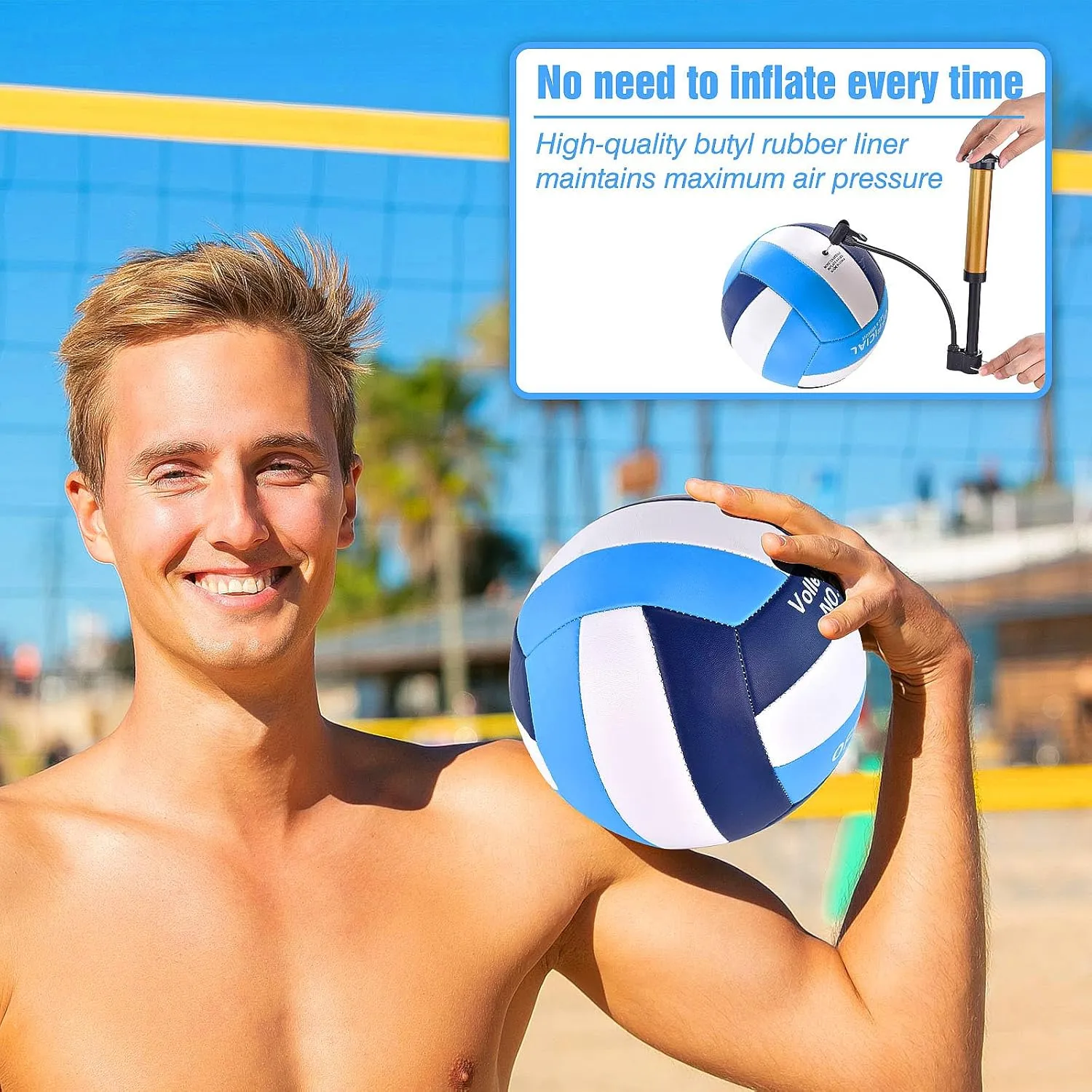 6 Pack Volleyballs Official Size 5, Waterproof Soft Bulk Recreational Volley Balls with Pump and Net Bag for Indoor Outdoor Beach Pool Water Sand Game Training Match for Beginner Teenager