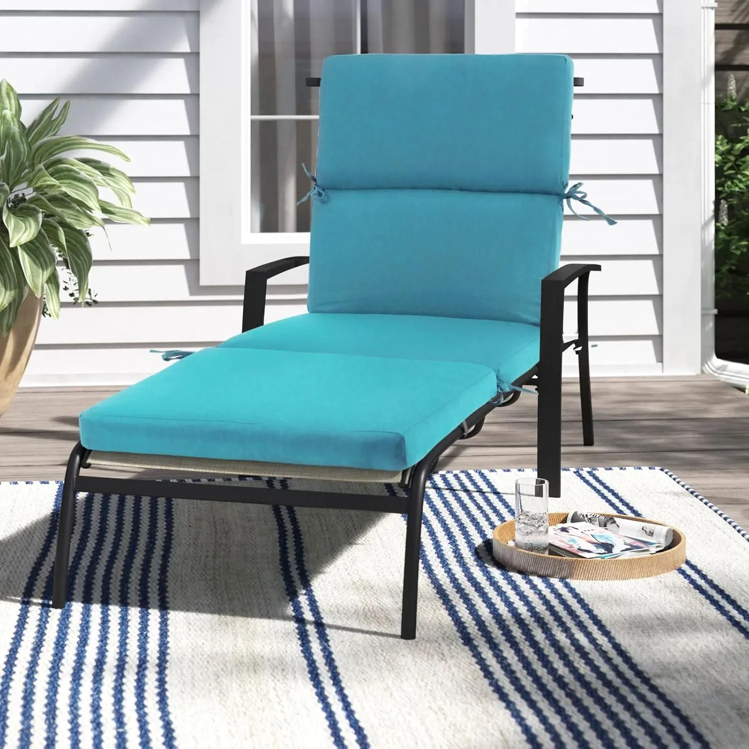 74 inch Outdoor Chaise Lounge Cushion, 74x22.5x3 inch Water Resistant Foldable Pool Lounge Chair Cushion Patio Thick Sun Lounger Cushions olefin