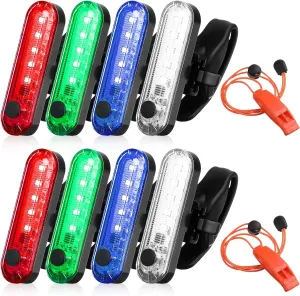 8 Pack Navigation Lights Stern Lights Battery Operated Waterproof Kayak Lights Boat Light for Kayak Accessories Navigation Marine 4 Light Mode Options, 2pcs Safety Whistle Included (Bright)
