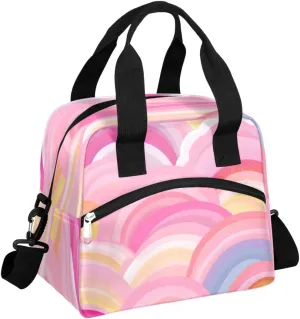 Abstract Fun Design Insulated Lunch Bag Women Reusable Lunch Tote for Adult Men Adjustable Shoulder Strap Cooler Durable Lunch Box for Picnic Office Work Travel