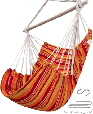 ADVOKAIR Hammock Chair Swing (500 lbs Max) - Hanging Hammock Chair Rope Swing Indoor for Bedroom, Outdoor, Patio, Bedroom, Porch, Deck - Sturdy Steel Bar with Anti-Slip Safety Rings