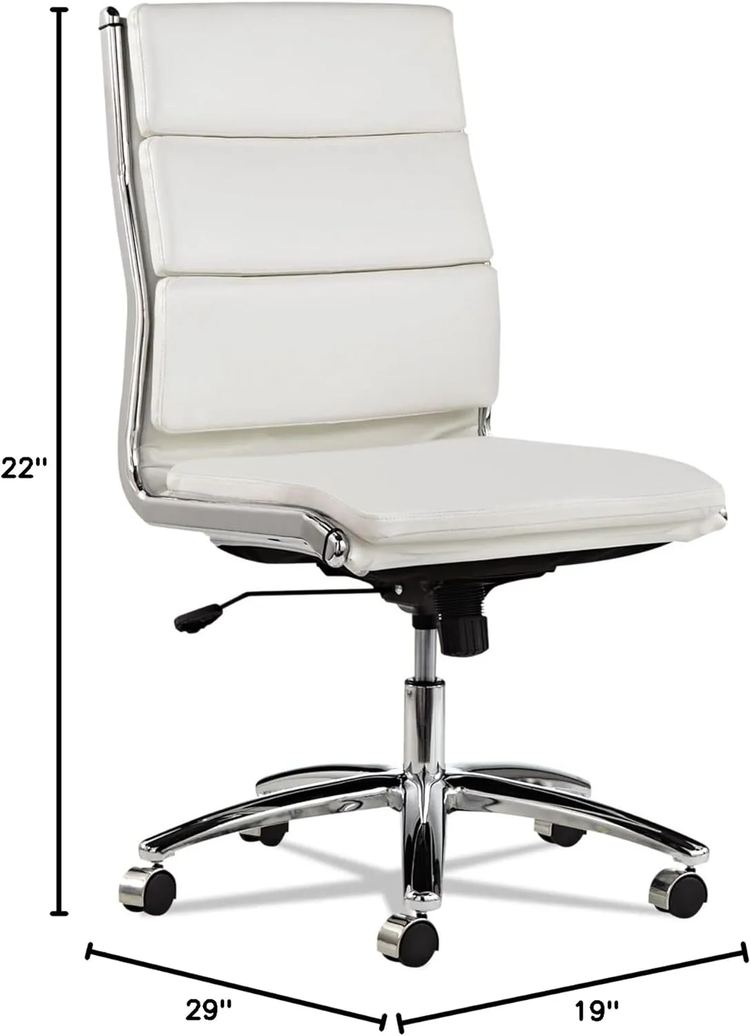 Alera ALENR4206 Neratoli Series 18.3 in. to 21.85 in. Seat Height Up to 275 lbs. Mid-Back Slim Profile Faux Leather Chair - White Seat/Back, Chrome