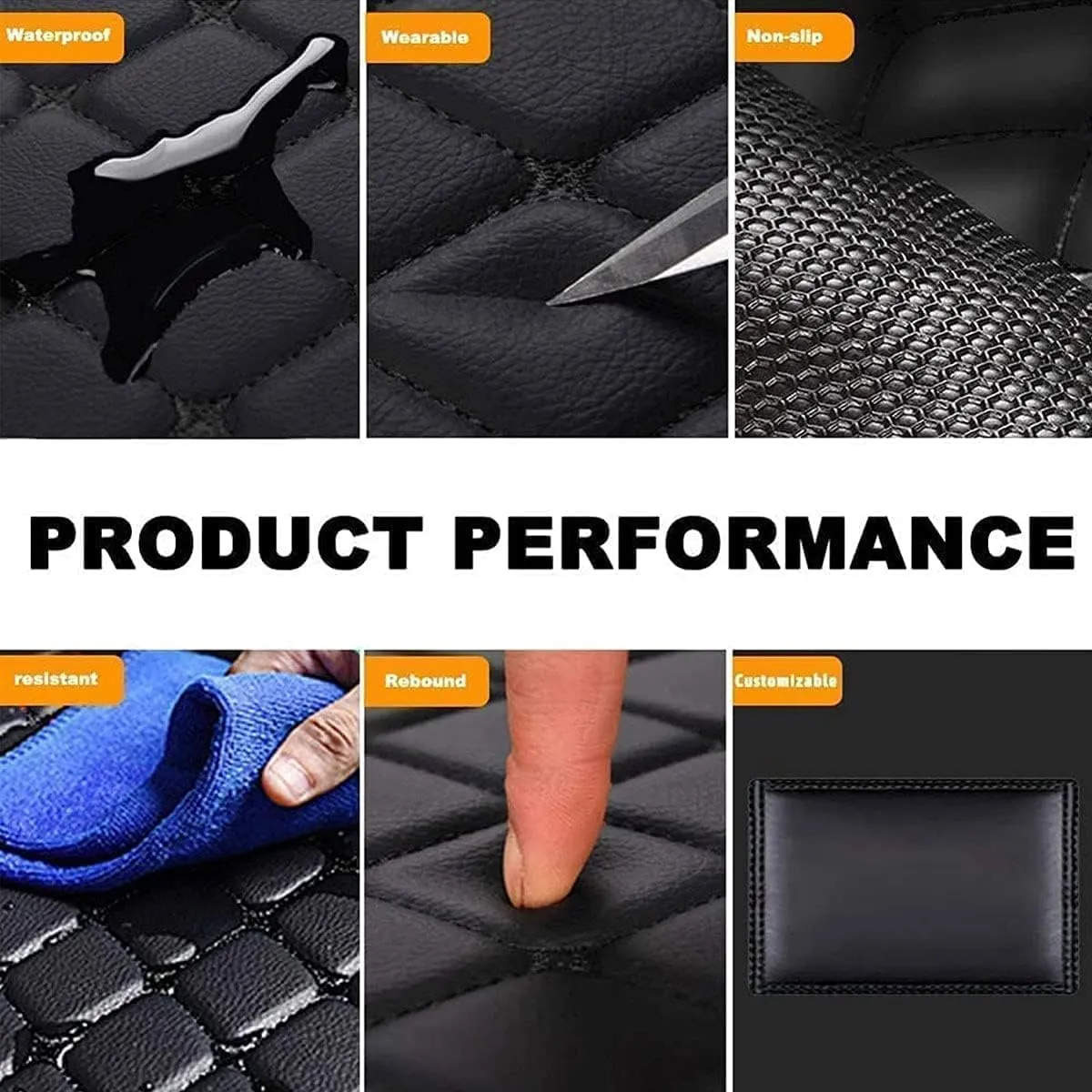 All Weather Set 4 pcs car mats for VW Golf 5 Golf 6 2002-2012, 2 Rear and 2 Front MATS Quality Certification Waterproof Anti-Slip Easy to Clean,A
