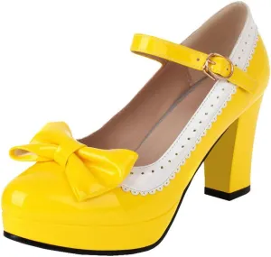 Alsoloveu Women Lolita Mary Janes Platform Pumps Chunky Heel Patent Leather with Ankle Strap