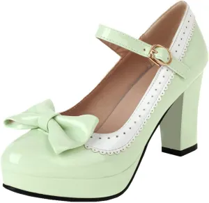 Alsoloveu Women Lolita Mary Janes Platform Pumps Chunky Heel Patent Leather with Ankle Strap