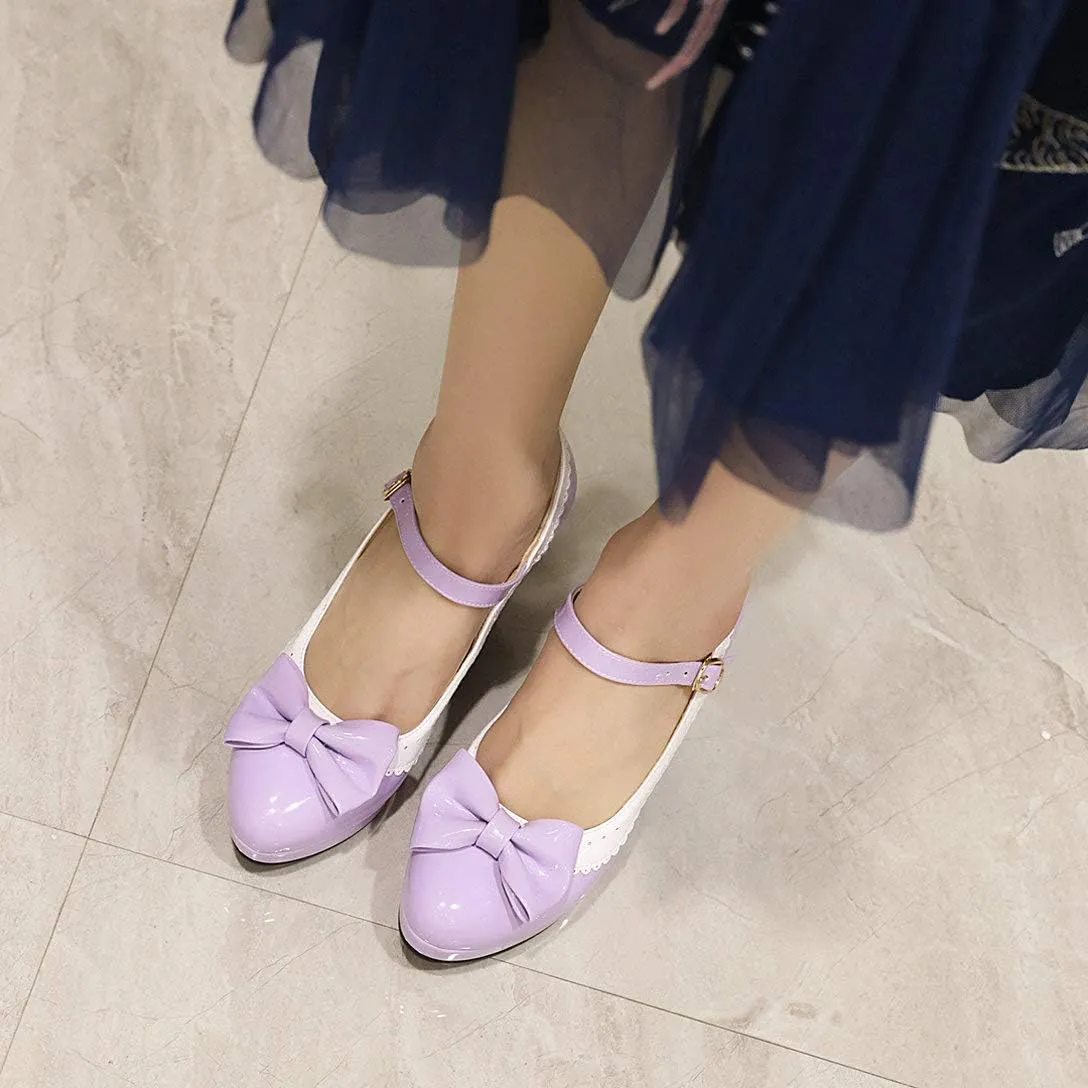 Alsoloveu Women Lolita Mary Janes Platform Pumps Chunky Heel Patent Leather with Ankle Strap
