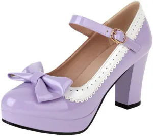 Alsoloveu Women Lolita Mary Janes Platform Pumps Chunky Heel Patent Leather with Ankle Strap