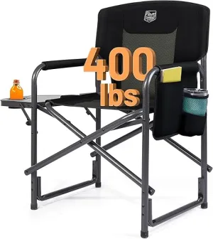 Aluminum Oversized Camping Chair,Lightweight Portable Directors Chair w/ Side Table