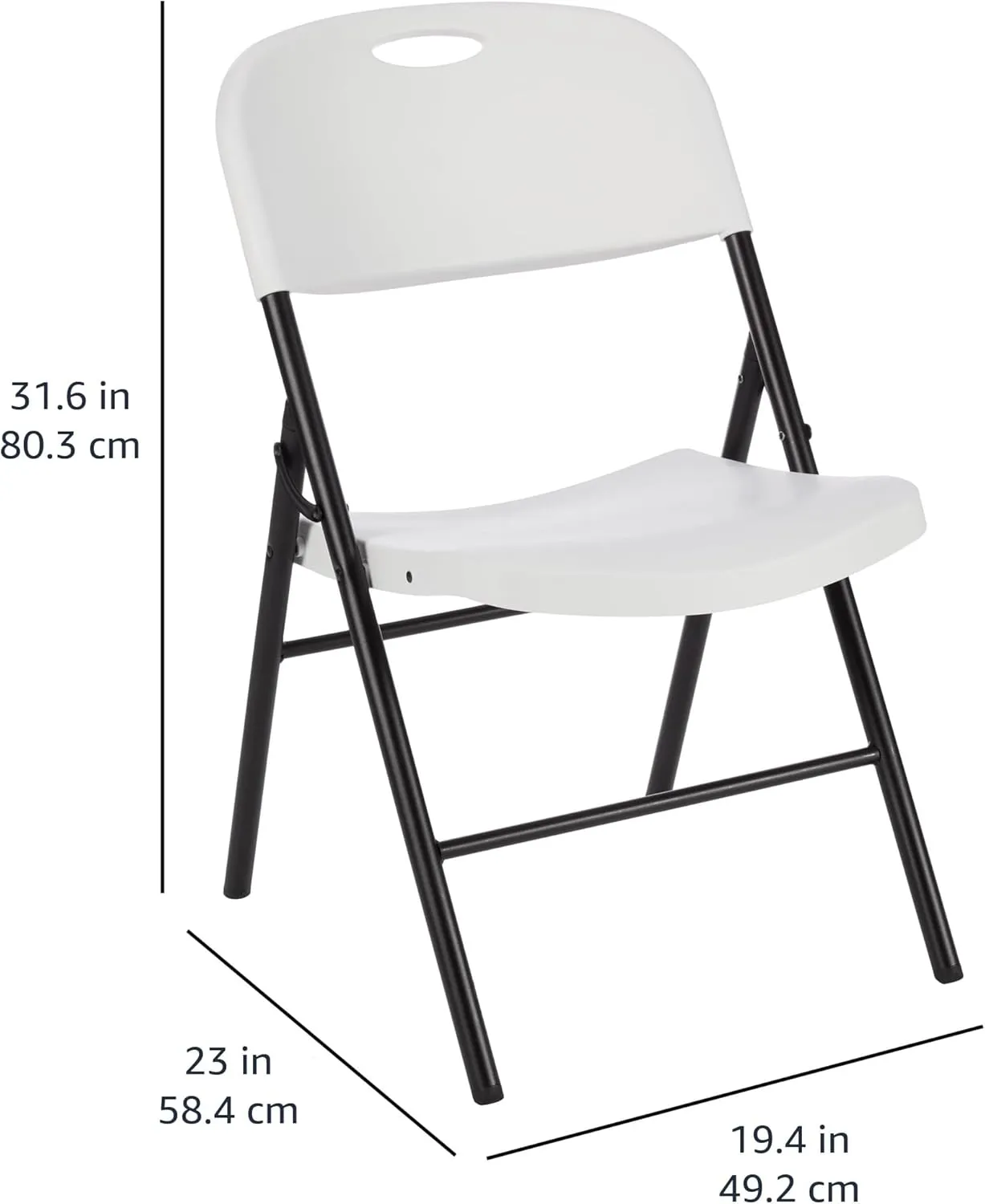 Amazon Basics Sturdy Foldable Plastic Chair, Portable, 350-Pound Capacity, White, 6-Pack