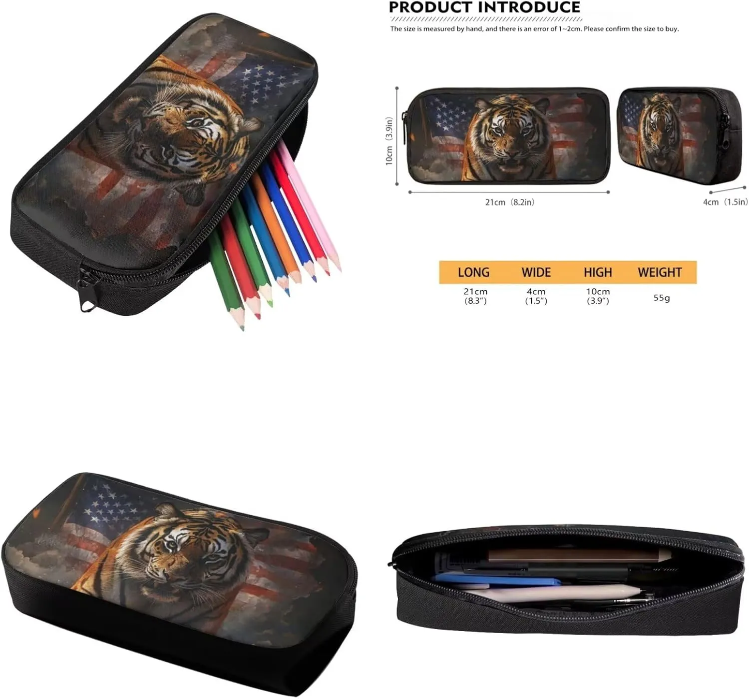 American Tiger Mini Backpack for Boys 7Th Kids Backpack with Lunch Box Pencil Case Portable Student Bookbag for Teenagers Primary School 4-In-1 School Bag for Students Independence Day
