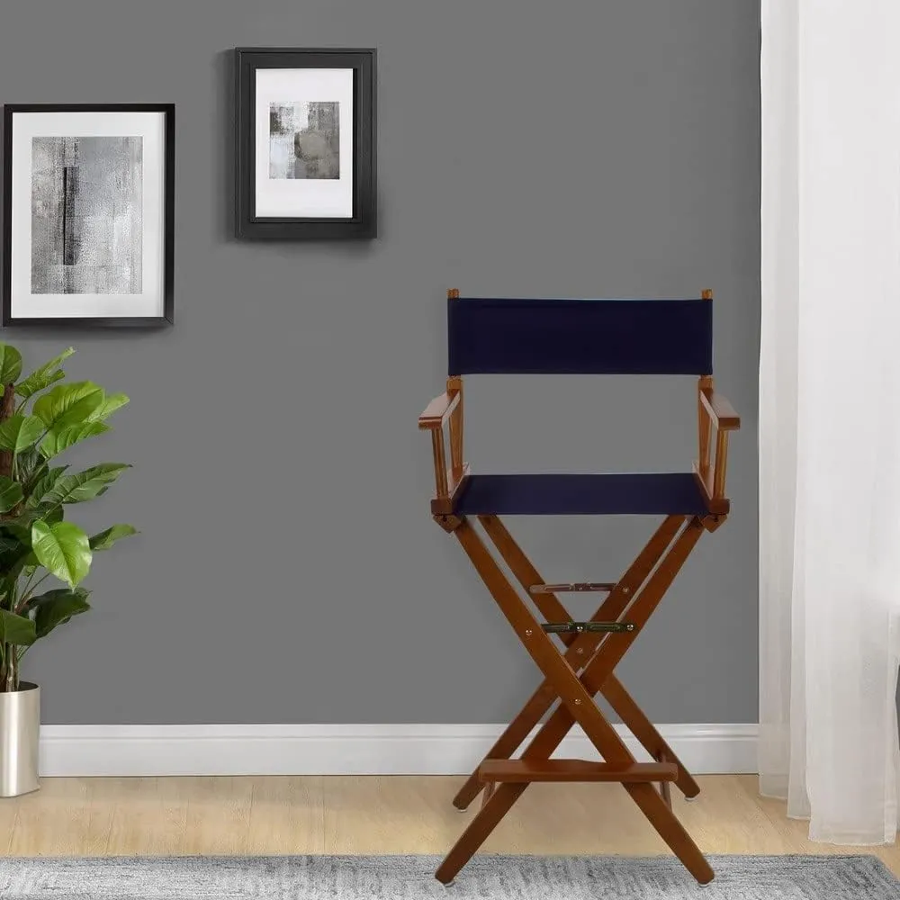 American Trails Extra-Wide Premium 30" Director's Chair Mission Oak Frame with Navy Canvas, Bar Height