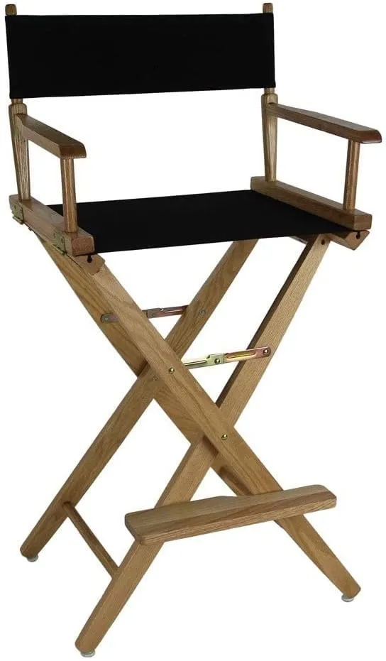 American Trails Extra-Wide Premium 30" Director's Chair Mission Oak Frame with Navy Canvas, Bar Height