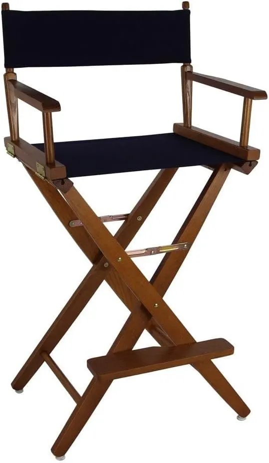 American Trails Extra-Wide Premium 30" Director's Chair Mission Oak Frame with Navy Canvas, Bar Height