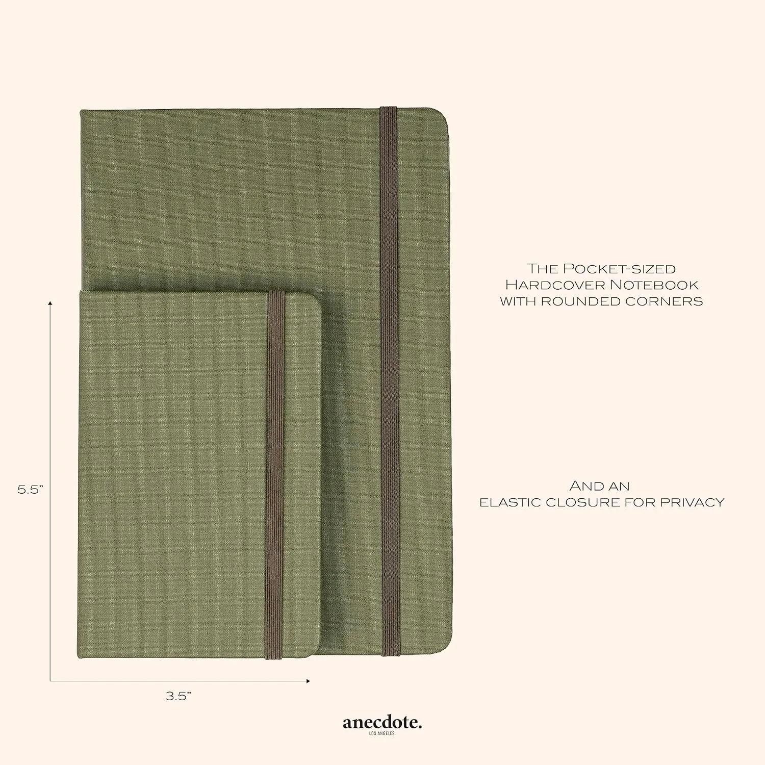 ANECDOTE. Small Notebook (Olive Green)- Premium Quality Pocket Journal for Writing Notes - Compact, Durable, Ideal Travel Journal for Notes & Lists - Expand Your Creative Potential!