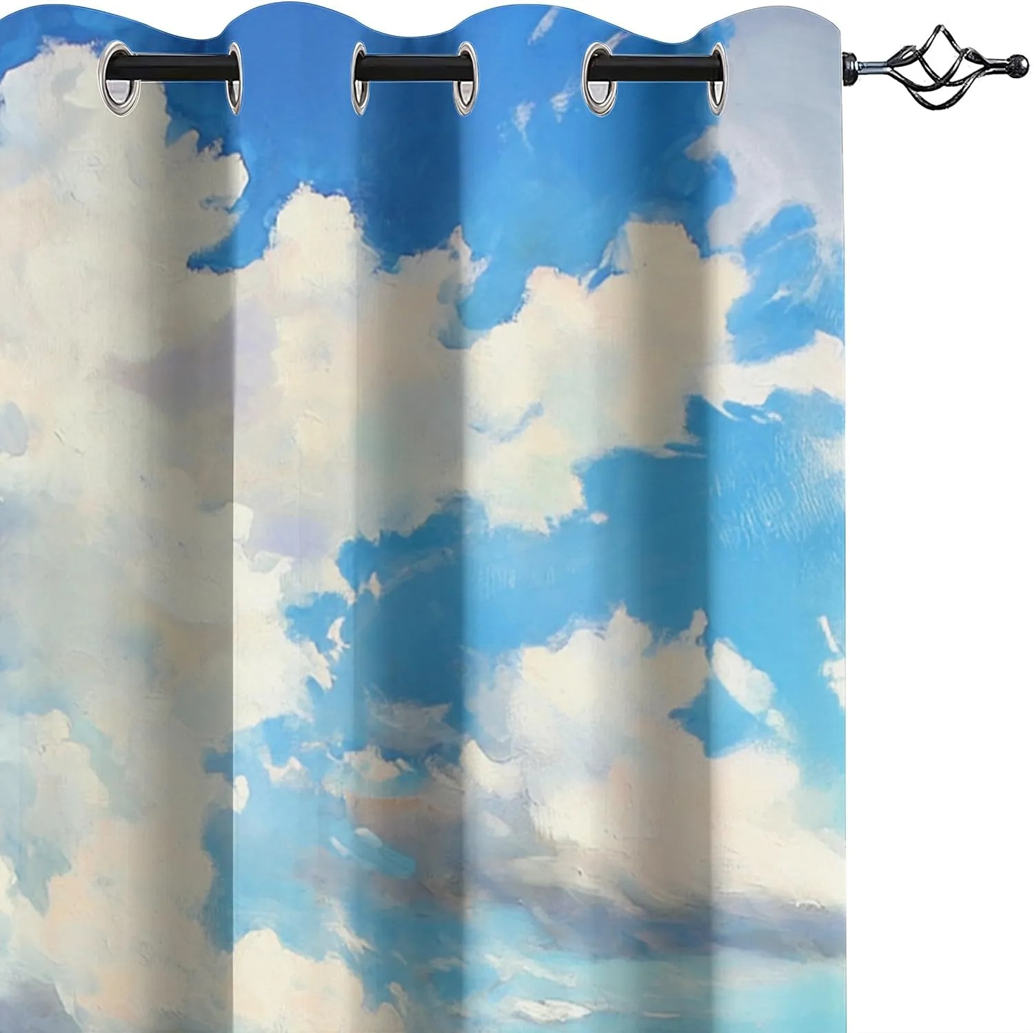 Animal Darkening Window Curtains 3D Print Blue Sky White Clouds Grassland Running Horses Thermal Insulated Wear Resistant Drapes with Grommet for Home Decor Bedroom Living Room 2 Panels 42"W x 84"L