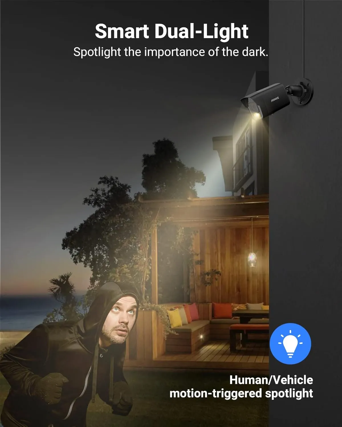 ANNKE 4-Packed 3K Outdoor POE Camera,H.265 Bullet IP Security Camera, Human & Vehicle Detection, Built-in Microphone, IP67 Waterproof, 2.8mm Lens 114° View Angle, Spotlight Color Night Vision-Black