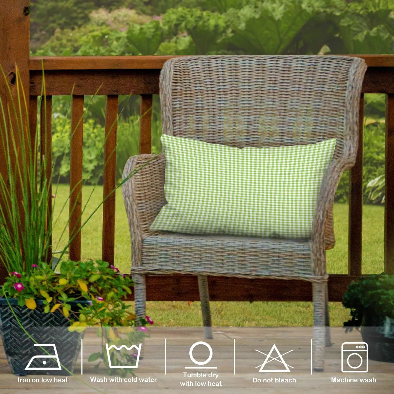Apple Green Plaid Throw Pillow Covers,Apple Green Gingham Cushion Cover Digital Blended Hidden Zipperl Decorative Pillowcases for Hair Skin Lumbar 12X20 in 2 Pcs