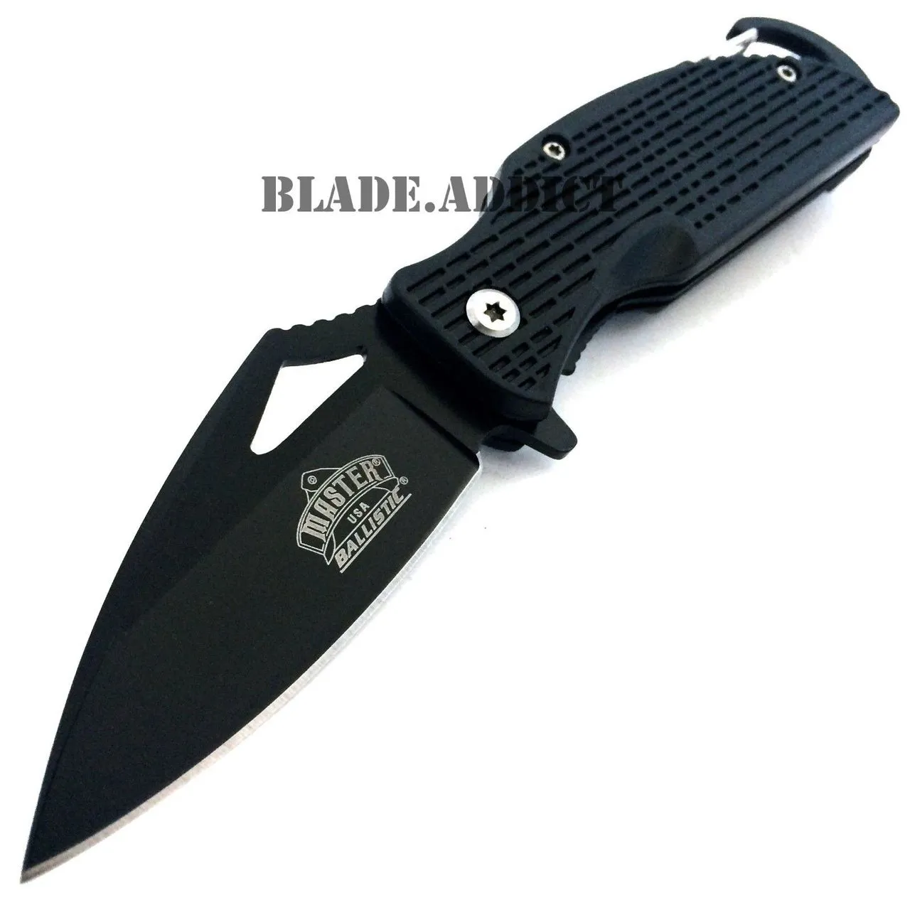 ASSISTED OPEN TACTICAL POCKET KNIFE   Fire Starter   Carabiner Camping Spring BK