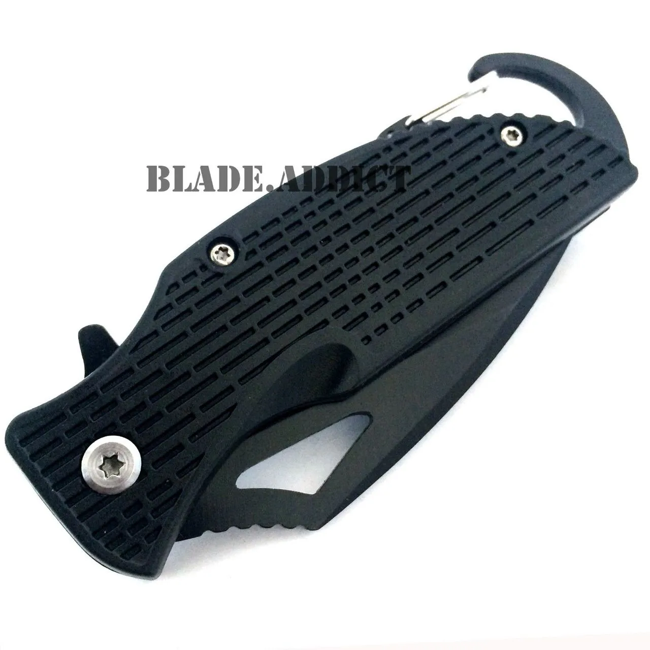 ASSISTED OPEN TACTICAL POCKET KNIFE   Fire Starter   Carabiner Camping Spring BK
