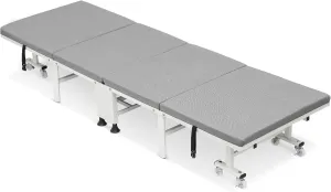 Athena Collection Cot for Adult Sleeping with Comfortable Mattress, Portable Folding Cot Bed with Wheel for Move Easily Space Saving Bed for Outdoor Patio Camping Office Nap Support 330lbs Grey
