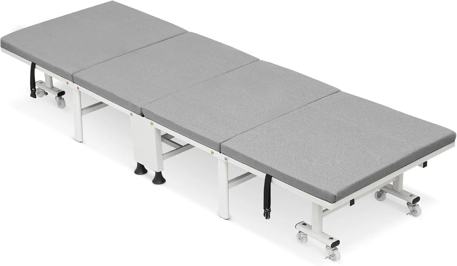 Athena Collection Cot for Adult Sleeping with Comfortable Mattress, Portable Folding Cot Bed with Wheel for Move Easily Space Saving Bed for Outdoor Patio Camping Office Nap Support 330lbs Grey