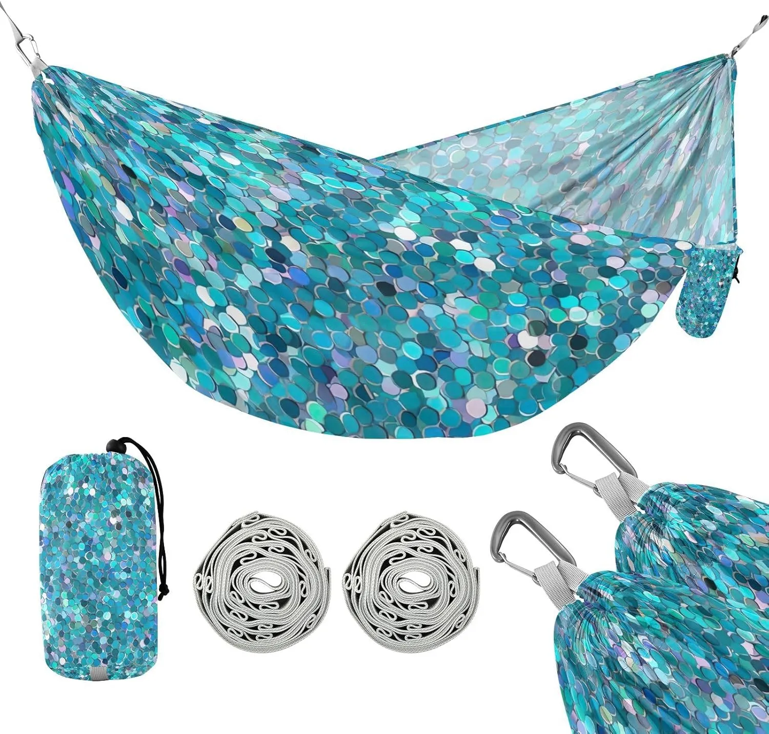 ATTX Glitter Pattern Camping Hammock - Lightweight & Portable Hammocks, Heavy Duty 330lbs Capacity for Indoor, Hiking, Backpacking, Travel, Backyard, Beach#504