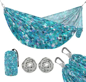 ATTX Glitter Pattern Camping Hammock - Lightweight & Portable Hammocks, Heavy Duty 330lbs Capacity for Indoor, Hiking, Backpacking, Travel, Backyard, Beach#504