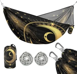 ATTX Golden Sun and Moon Camping Hammock - Lightweight & Portable Hammocks, Heavy Duty 330lbs Capacity for Indoor, Hiking, Backpacking, Travel, Backyard, Beach#94